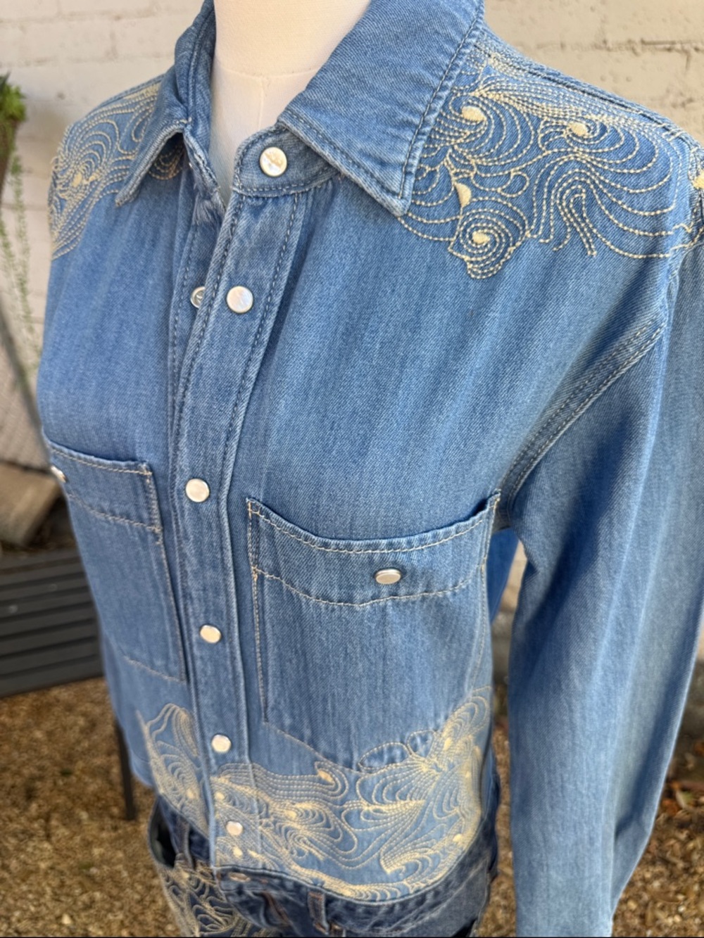 Isabel Marant Imane Embroidered Denim Jumpsuit Size FR 34 (US 2) - Picture 13 of 16